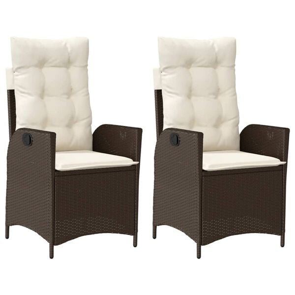 vidaXL Reclining Garden Chair Set of 2 Brown