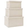 vidaXL Stackable Storage Box Set of 3 Piece Fabric Cream