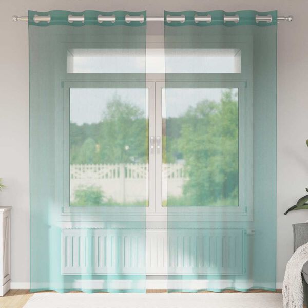 vidaXL Voile Curtains with Grommets 2 pcs Turquoise