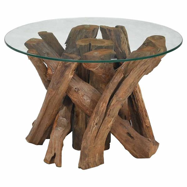 vidaXL Coffee Table Brown with a clear glass top