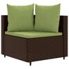 vidaXL Patio Sofa Set Set of 6 Brown PE rattan Medium Adjustable Feet