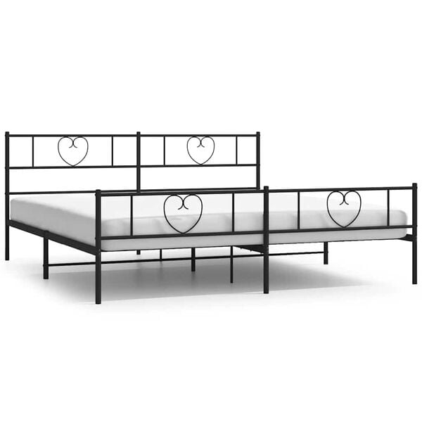 vidaXL Bed Frame Black Powder-Coated Steel 76 x 80 in Bed Frame