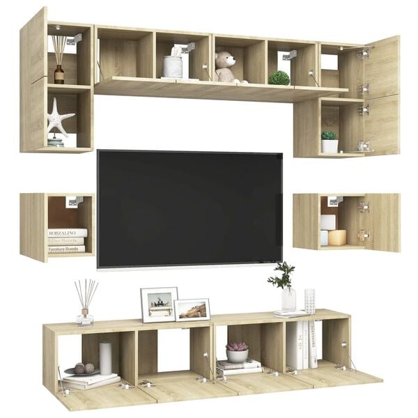 vidaXL TV Cabinet Set Sonoma oak Engineered wood Standard TV Cabinet Set