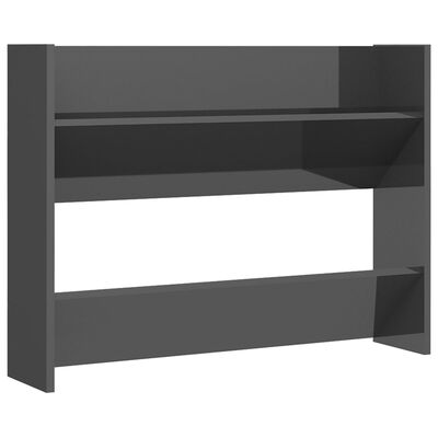 vidaXL Wall Shoe Cabinets 2 pcs High Gloss Gray 31.5"x7.1"x23.6" Engineered Wood