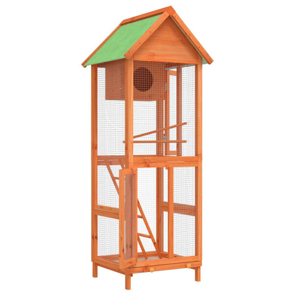 vidaXL Bird House Brown, Green Solid pine wood, plywood, wire mesh Large