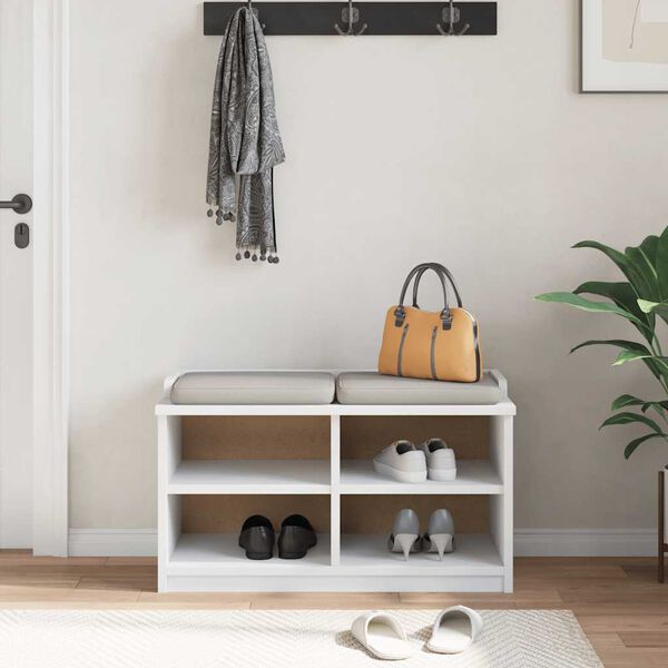 vidaXL Hallway Bench White Solid pinewood, engineered wood