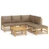 vidaXL Garden Lounge Set Taupe Bamboo, Polyester 7 Piece Set Modular