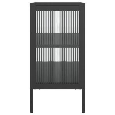 vidaXL Sideboard Black 27.6"x13.8"x27.6" Glass and Steel