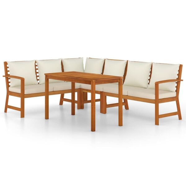 vidaXL Patio Dining Set Natural Solid Acacia Wood Standard Modular