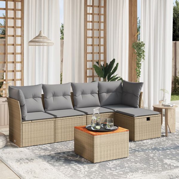 vidaXL Garden Sofa Set Mix Beige PE rattan Medium Modular