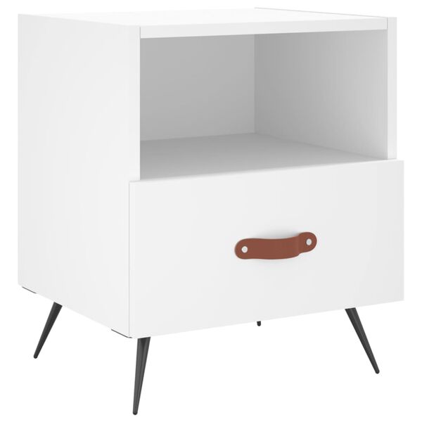 vidaXL Nightstand White Engineered wood, iron, PU faux leather Medium