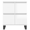vidaXL Sideboard Set of 3 High Gloss White Engineered Wood, Metal