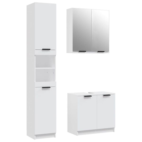 vidaXL Bathroom Furniture Set White Engineered wood, glass Standard