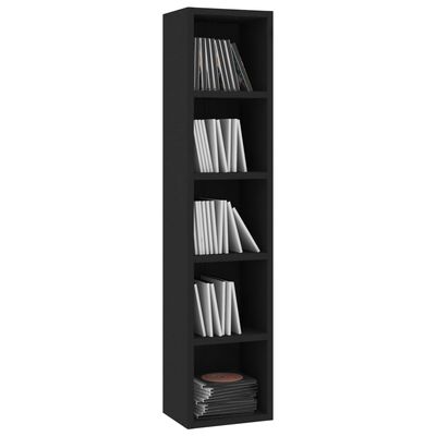 vidaXL CD Cabinet Black 8.3"x6.3"x36.8" Engineered Wood