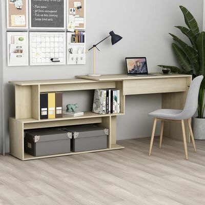 vidaXL Corner Desk Sonoma Oak 78.7"x19.7"x29.9" Engineered Wood
