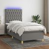 vidaXL Box Spring Bed with Mattress&LED Dark Gray 39.4"x79.9" Twin XL Fabric