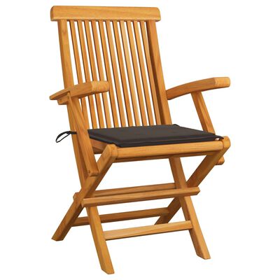 vidaXL Patio Chairs with Taupe Cushions 4 pcs Solid Teak Wood