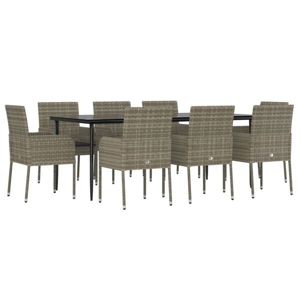 vidaXL Garden Dining Set Black and Grey