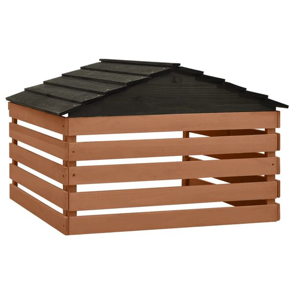 vidaXL Lawn Mower Garage Black and Brown Solid Firwood Medium Sturdy