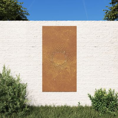 vidaXL Patio Wall Decoration 41.3"x21.7" Corten Steel Sun Design