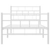 vidaXL Metal Bed Frame White Powder-coated Steel 42.1 x 80.0 in Modern