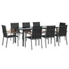 vidaXL 9 Piece Patio Dining Set Black Textilene and Steel