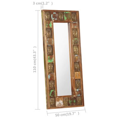 vidaXL Mirror with Buddha Cladding 19.7"x43.3" Solid Reclaimed Wood