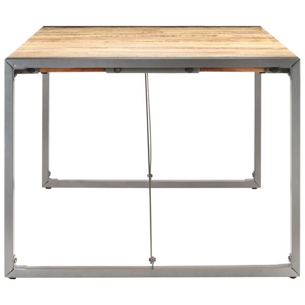 vidaXL Dining Table Brown and Grey Solid Rough Mango Wood, Steel