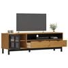 vidaXL TV Cabinet Oak Solid Pine Wood, Tempered Glass, Plastic