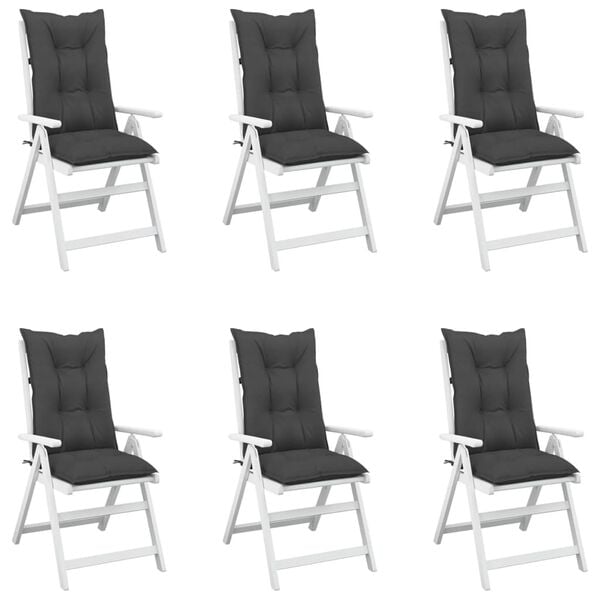 vidaXL Highback Chair Cushion Set of 6 Anthracite 100% Polyester
