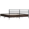 vidaXL Bed Frame Brown oak Engineered wood, Metal, Plywood Double Modern