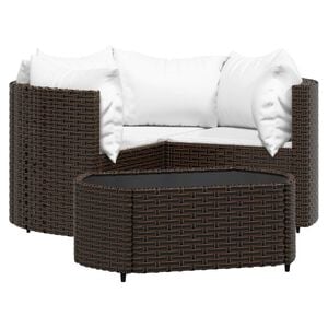 vidaXL Patio Lounge Set Set of 4 Brown PE Rattan 4 Piece Set