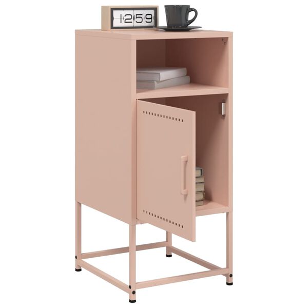 vidaXL Bedside Cabinet Set of 2 Pink Steel Medium Industrial