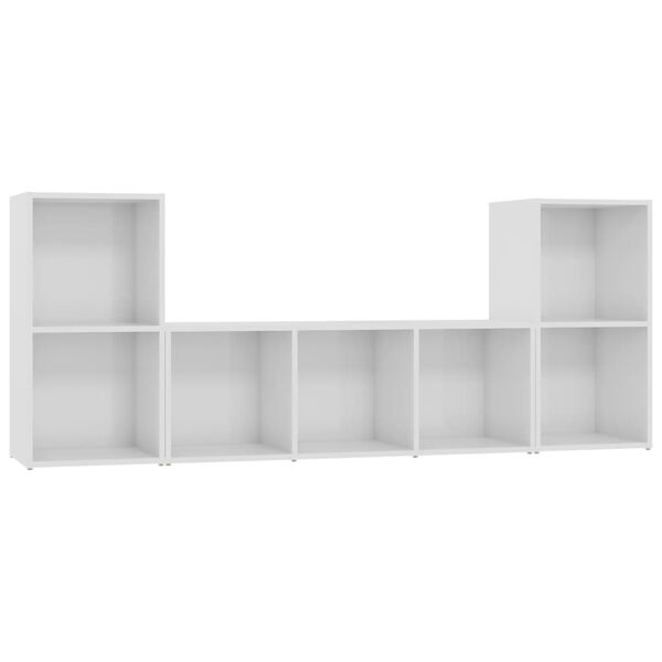 vidaXL 3 Piece TV Stand Set High Gloss White Engineered Wood