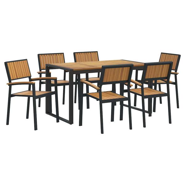 vidaXL Garden Dining Set 7 pcs Black and brown