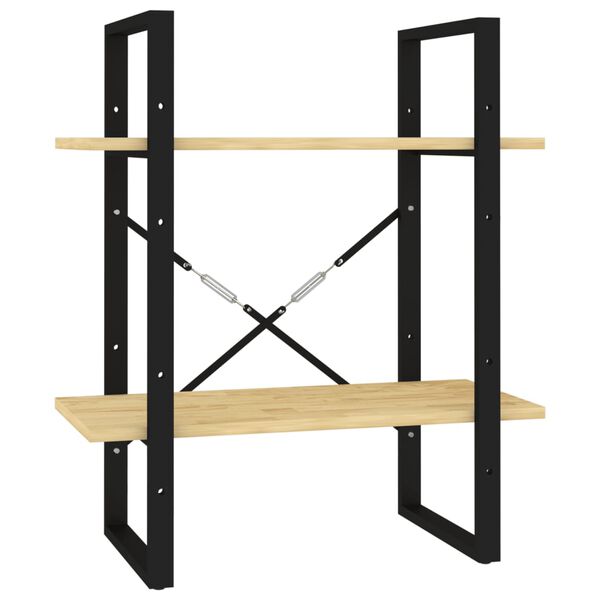 vidaXL Book Cabinet Untreated wood, black metal Solid pine wood, metal