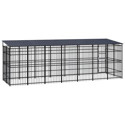 vidaXL Outdoor Dog Kennel with Roof Steel 138.9 ft²