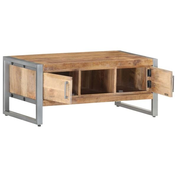 vidaXL Coffee Table Natural wood tones, grey iron Rough mango wood, iron