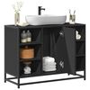 vidaXL Bathroom Sink Cabinet Black Engineered wood, Metal