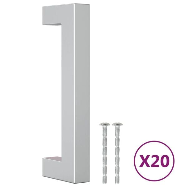 vidaXL Cabinet Handle Set of 20 Silver Stainless steel with brushed finish