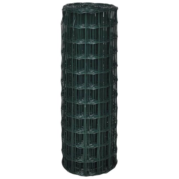 vidaXL Euro Fence Steel 82ftx3.3ft Green