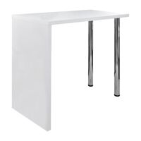 vidaXL Bar Table MDF with 2 Steel Legs High Gloss White