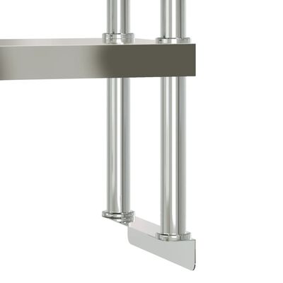 vidaXL Kitchen Work Table with Overshelf 43.3"x11.8"x59.1" Stainless Steel