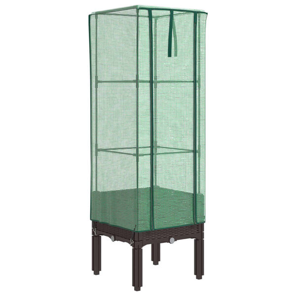 vidaXL Raised Bed Brown, Green Polypropylene, Polyethylene, Iron Medium