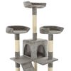 vidaXL Cat Tree Grey Particle board, plush, sisal rope 5.6 ft tall