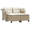 vidaXL Garden Sofa Beige PE rattan, powder-coated steel, polyester fabric