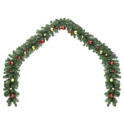vidaXL Christmas Garland Decorated with Baubles and LED Lights 393.7"