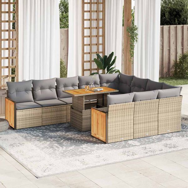 vidaXL Garden Sofa Set Beige, Light Grey