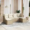 vidaXL Garden Sofa Set Beige Poly Rattan, Powder-Coated Steel, Fabric