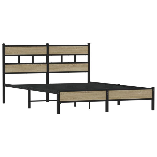 vidaXL Bed Frame Sonoma oak Steel, Engineered wood Full Bed Frame
